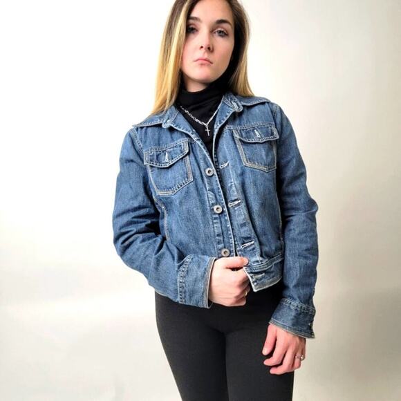 AEO Distressed Denim Jean Jacket - L - Picture 1 of 4